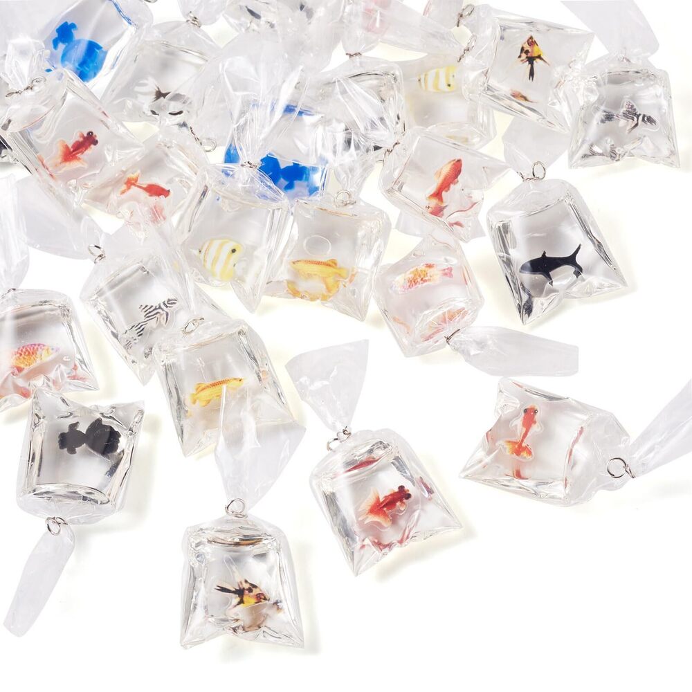 7299 24Pcs Resin Goldfish Pendants Charms Fish Bag Dangle Big Pendant